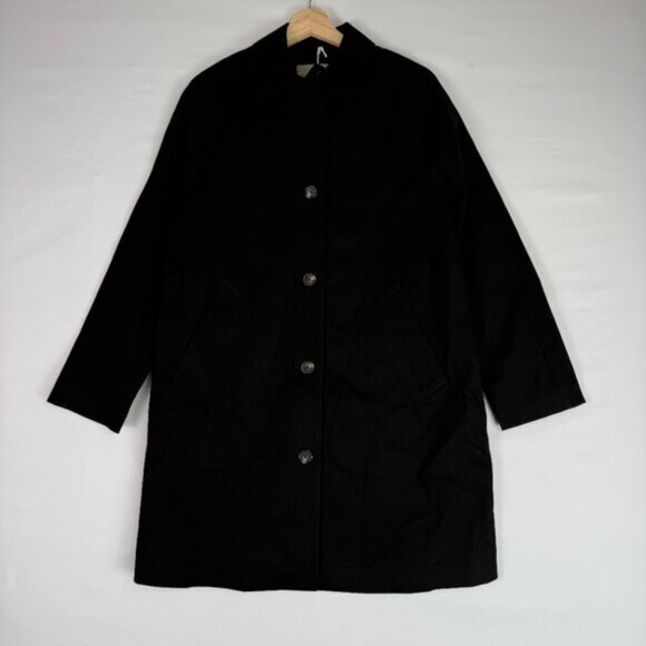 Everlane The Mac Trench Coat Button Front Black M - Picture 2 of 8